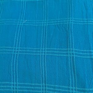 Vintage‎ cotton linen feel Blue Plaid Fabric 60 x 95 box Z